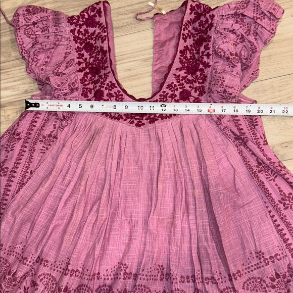 Free People Cutie Pie Romper In Azalea Combo Pink Embroidered Boho Romper Size L - Picture 11 of 16